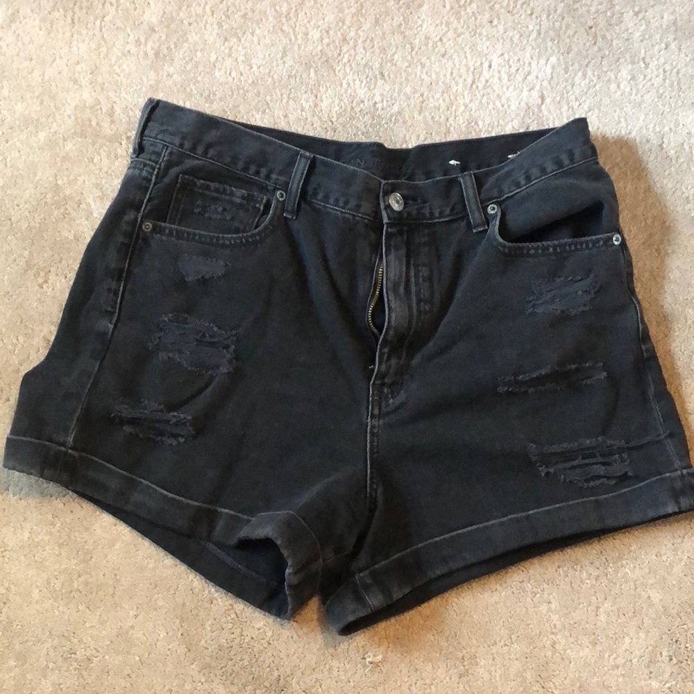 American Eagle distressed black denim shorts